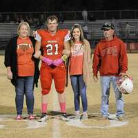 SOUTH FULTON SENIOR NIGHT -- Zach Hannon, a senior football player for the SFHS Red Devils, was recognized along with his family, during Senior Night Recognition at the home game Oct. 21. (Photo by David Fuzzell.)