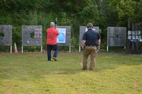 Participants in the Fulton Police Department’s Banana Festival Pistol Shoot also had the opportunity to enter a “Turkey Shoot” on Saturday, aiming for playing cards attached to targets. (Photos by Benita Fuzzell.)