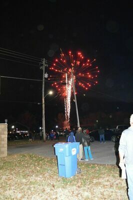 SEASONAL CELEBRATION - Following the lighting of the Christmas tree in Pontotoc Park, fireworks lit up the sky during Fulton Tourism's Christmas in the Park held Dec. 4, at Pontotoc Park. (Photo by Barbara Atwill)