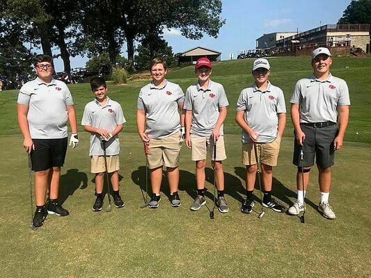 South Fulton High School’s Golf team member Logan Cromika will advance to the regional level of play on the links, following his individual score, 97 at the district golf tournament on Monday. The SFHS Golf Team, pictured, finished fourth in the district tournament. (Photo submitted)