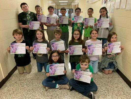 SFES FOURTH GRADE PERFECT ATTENDANCE4th --Back Row--Isaac Lorenz, Aiden Wright, Parker Wilson, Laythan Nance, Austin Kirks, Carter Molands, Kay Wallace
Middle Row---J.D. Larson, Ansley Horner, Easton Bayko, Raylee Usher, Lilly Coble, Eden Leath
Front Row---Destiny McGuire and Max Dame
Not Pictured--Colton Sykes