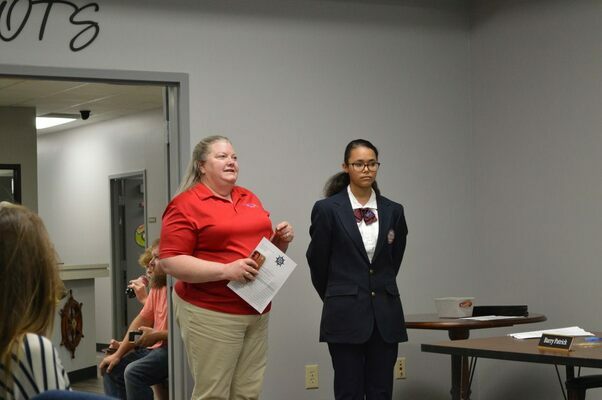 INTERNATIONAL COMPETITION BOUND - Autumn Mitchell, Four Rivers Career Academy students, and her instructor Heather Box, came before the May 26 Fulton County Board of Education to request funds to attend the HOSA International Competition to be held in Nashville, Tenn. (Photo by Barbara Atwill)
