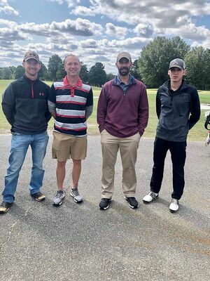 PAR FOR THE COURSE – Twin Cities’ Chamber of Commerce annual Golf Tournament was held Oct. 2 at the Fulton Country Club, with a field of 12 teams competing. Citizens Bank came away with the top prize, winning first place for this year’s tournament. Team members included left to right, Robby Mulcahy, Josh McFarland, Jason Faulkner and Jarett West. (Photo submitted.)