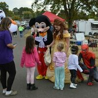 ADORABLE CHARACTERS - Belle, Mickey Mouse, Spiderman an Olaf stopped by the Hickman Pecan Festival on Oct. 22 to talk with the festival goers and have their photos made. (Photo by Barbara Atwill)