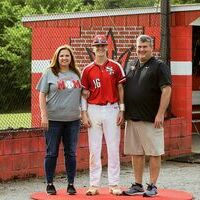 BIG RED BASEBALL SENIOR RECOGNITION – Cade Malray and his parents, Tammy and Chad Malray, were honored with senior night recognition recently, for the South Fulton Red Devils baseball team members, during the final regular season home game. (Photo by Jake Clapper)