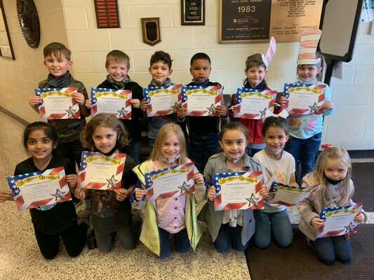 Students who exhibited outstanding traits in the area of Respect were recognized at South Fulton Elementary School recently, honored in the Character Counts program, sponsored by local area lending institutions. The Citizens Bank sponsored the awards for grades kindergarten through first, pictured here. (Photo submitted)