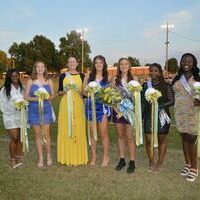 HOMECOMING COURT - Royalty during Fulton County High School's Homecoming included, from left, Camille Hendrix, Freshman Maid, Emry Ellingburg, Sophomore Maid, Abigail Emmons, Junior Maid, Aubrey Allison, Senior Maid, Rhiannon Eakes, Queen, Amyia Sanders, Senior Maid, and Jaylia Kinney, Senior Maid. (Photo by Barbara Atwill)